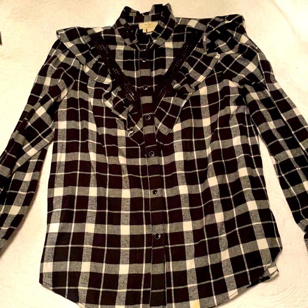 Kate Spade Flannel shirt with ruffle details